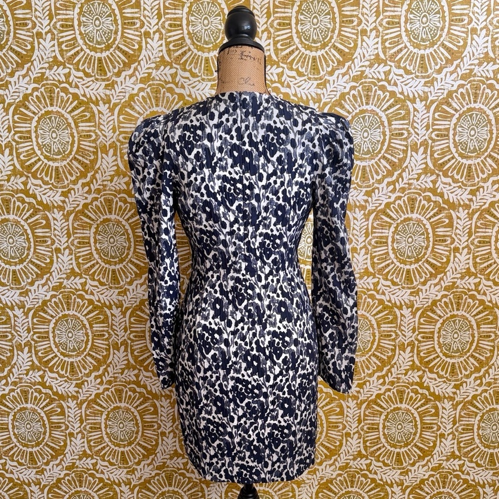 Black Halo Hadley Abstract Floral Long Sleeve Mini Dress in Spotted Vines Sz 6 - Picture 12 of 15